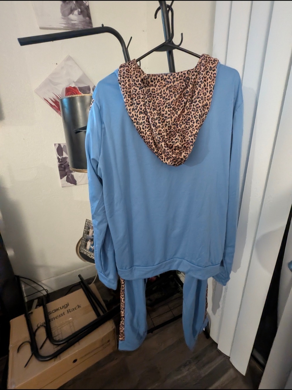 Light Blue Tracksuit Set Leopard Print Hoodie & Joggers 4XL. NWOT - Picture 10 of 16